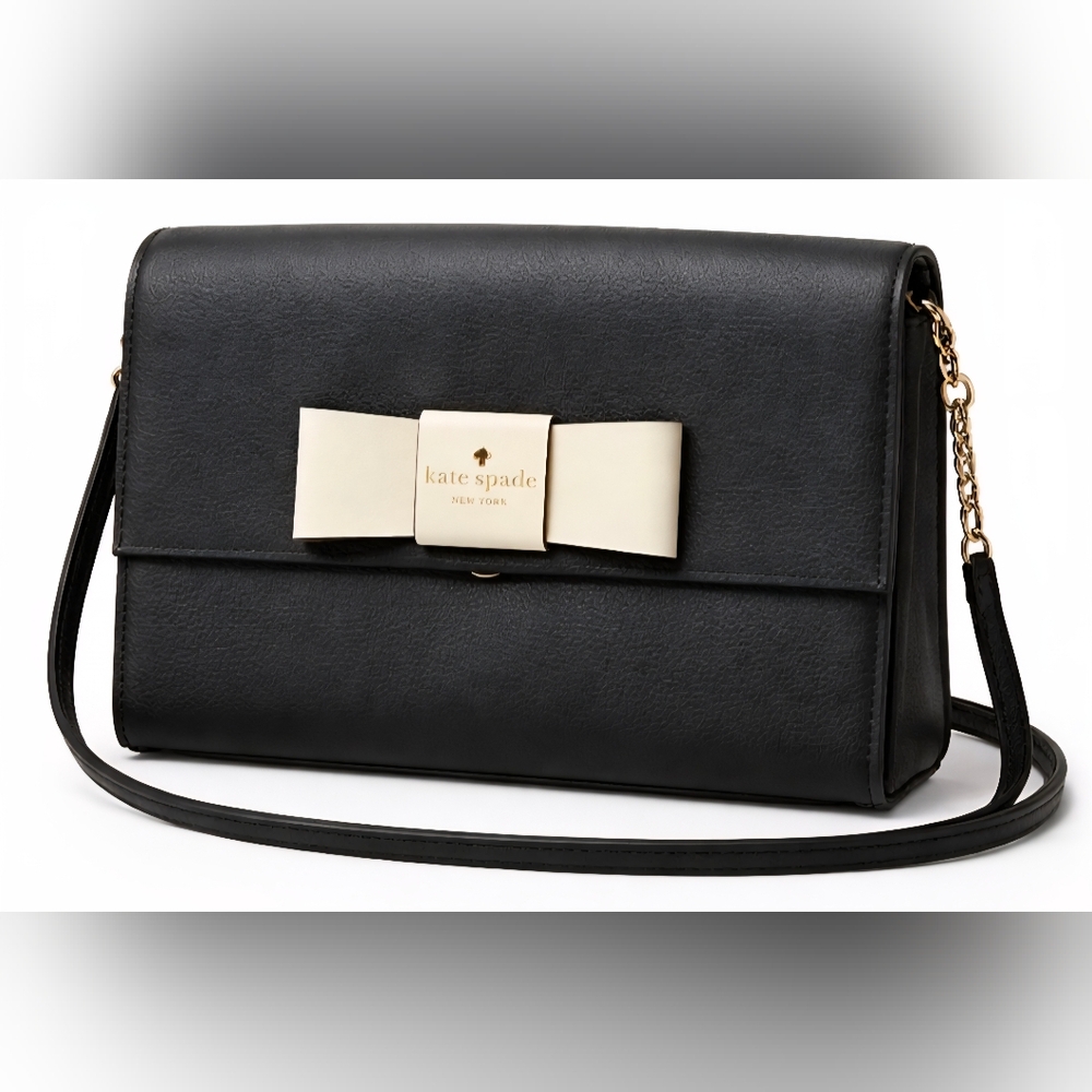 Kate Spade Black and Cream Bow Crossbody Bag